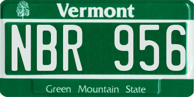 VT license plate NBR956