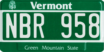 VT license plate NBR958