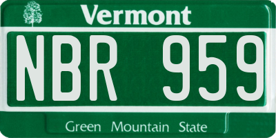 VT license plate NBR959