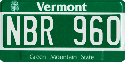 VT license plate NBR960