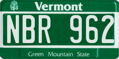 VT license plate NBR962