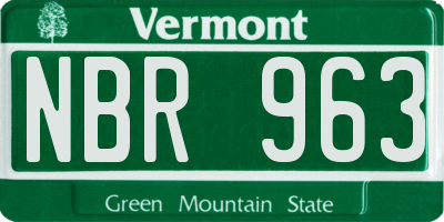 VT license plate NBR963