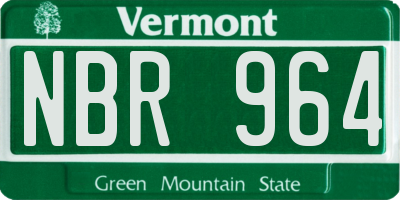 VT license plate NBR964