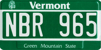 VT license plate NBR965