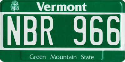 VT license plate NBR966