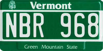 VT license plate NBR968