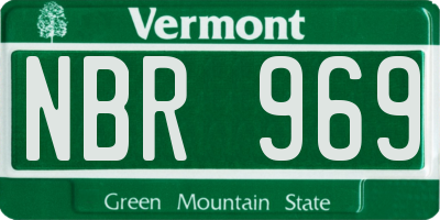 VT license plate NBR969