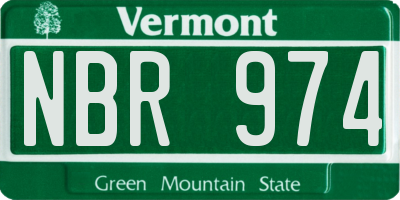 VT license plate NBR974