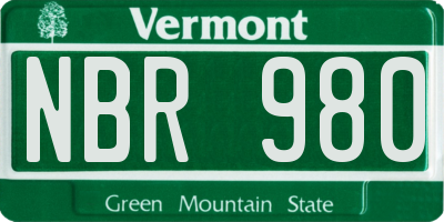 VT license plate NBR980