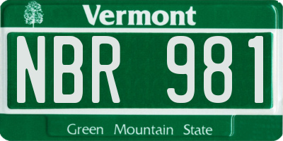 VT license plate NBR981
