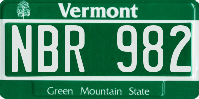 VT license plate NBR982