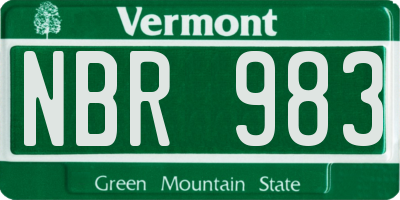 VT license plate NBR983