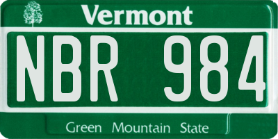 VT license plate NBR984