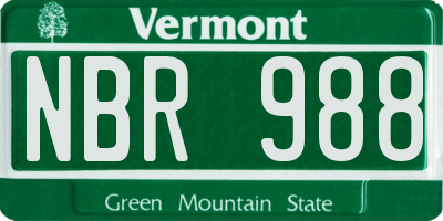 VT license plate NBR988