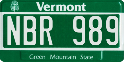 VT license plate NBR989