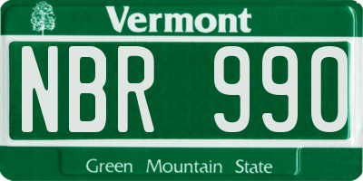 VT license plate NBR990