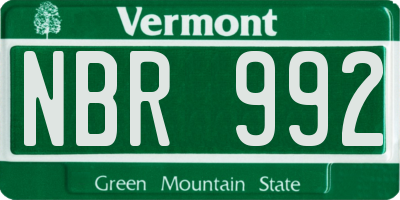 VT license plate NBR992