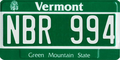 VT license plate NBR994