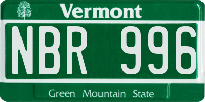 VT license plate NBR996