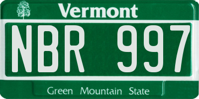 VT license plate NBR997