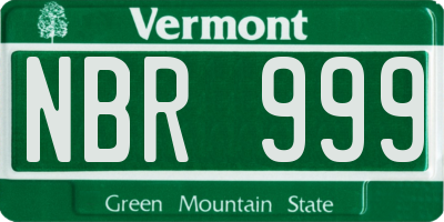 VT license plate NBR999