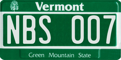 VT license plate NBS007