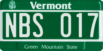 VT license plate NBS017