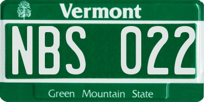 VT license plate NBS022