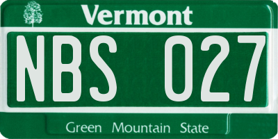 VT license plate NBS027