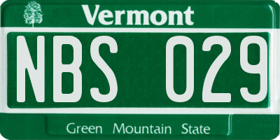 VT license plate NBS029