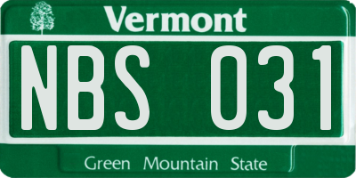 VT license plate NBS031