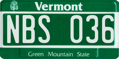 VT license plate NBS036