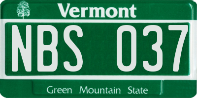 VT license plate NBS037