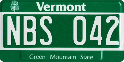 VT license plate NBS042