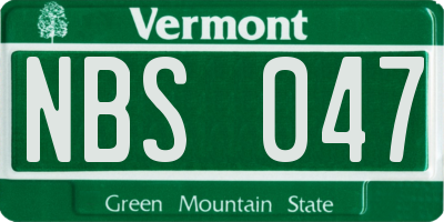 VT license plate NBS047
