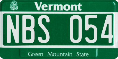 VT license plate NBS054