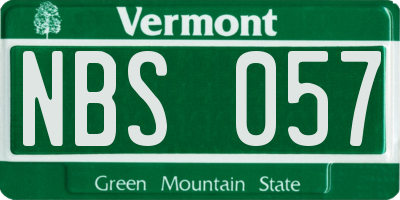 VT license plate NBS057