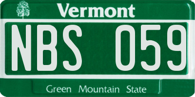 VT license plate NBS059