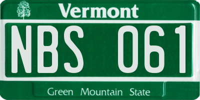 VT license plate NBS061
