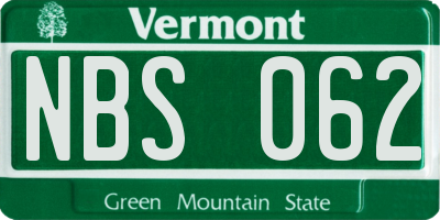 VT license plate NBS062
