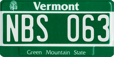 VT license plate NBS063