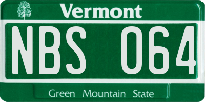 VT license plate NBS064