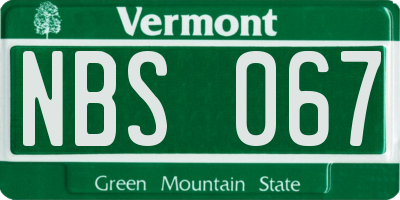 VT license plate NBS067