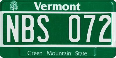 VT license plate NBS072