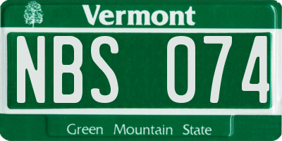 VT license plate NBS074