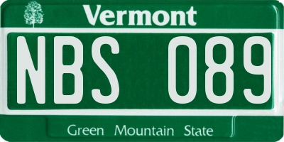 VT license plate NBS089