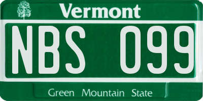 VT license plate NBS099