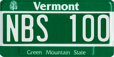 VT license plate NBS100
