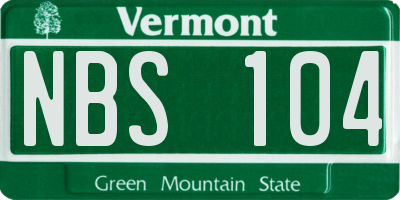 VT license plate NBS104