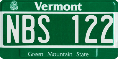 VT license plate NBS122
